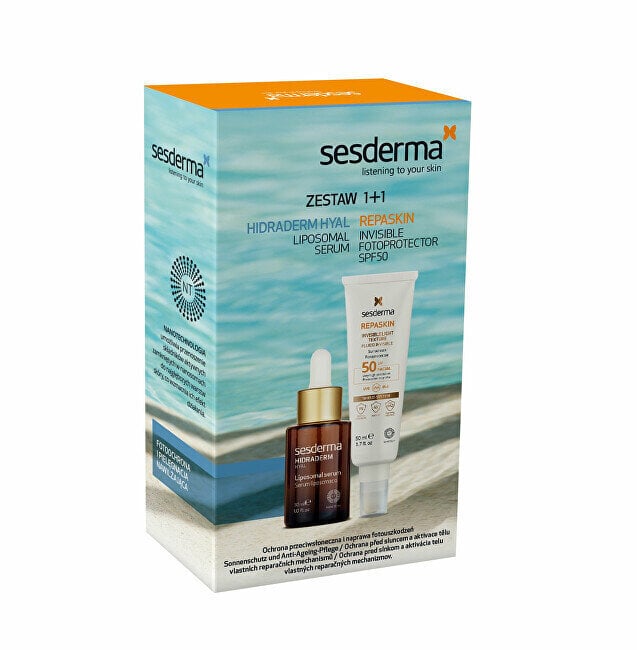 Kosmeetikakomplekt Sesderma Hidraderm Hyal: liposoomne seerum, 30 ml + kaitsev vedelik näole SPF50, 50 ml цена и информация | Näoõlid, ampullid ja seerumid | hansapost.ee