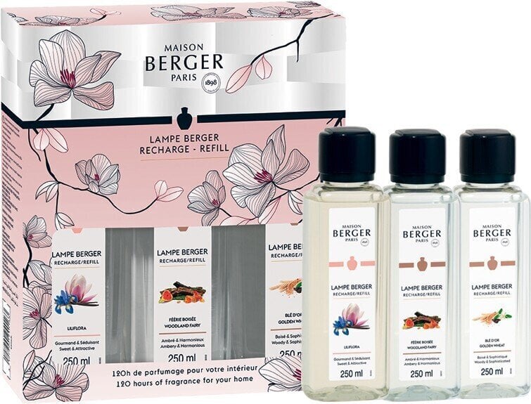 Difuuseri täitekomplekt Maison Berger Paris Bolero: Magnolia Liliflora, 250 ml + Woodland Fairy, 250 ml + Golden Wheat, 250 ml hind ja info | Lõhnapulgad ja kodulõhnastajad | hansapost.ee