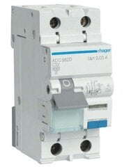 Автоматический выключатель остаточного тока с сегментом перегрузки по току ADC916D 16A B 30mA AC 2pol Hager цена и информация | Выключатели, розетки | hansapost.ee