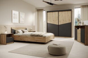 Lova ADRK Furniture Atson, 140x200 cm, hall/must hind ja info | Voodid | hansapost.ee