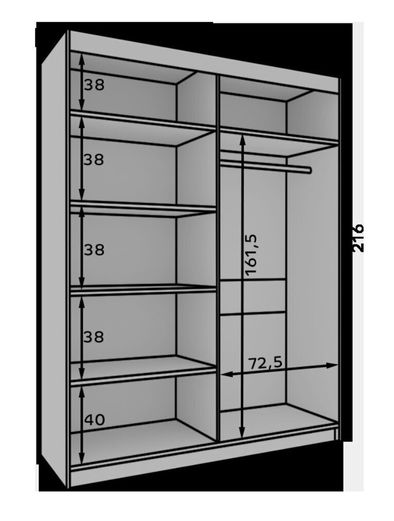 Kapp ADRK Furniture Atson 150, hall/valge hind ja info | Kapid | hansapost.ee