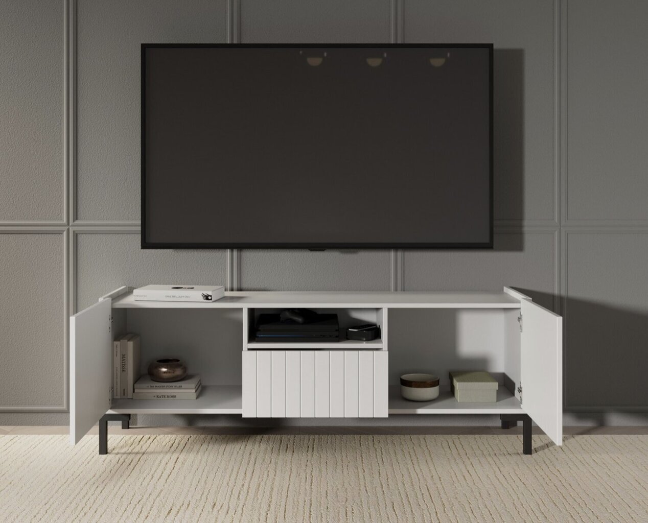 TV alus ADRK Furniture Larista, valge цена и информация | Televiisori alused | hansapost.ee