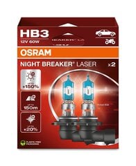 Автомобильные лампочки Osram Night Breaker Laser (Next Generation) HB3/9005, 2шт цена и информация | Автомобильные лампочки | hansapost.ee