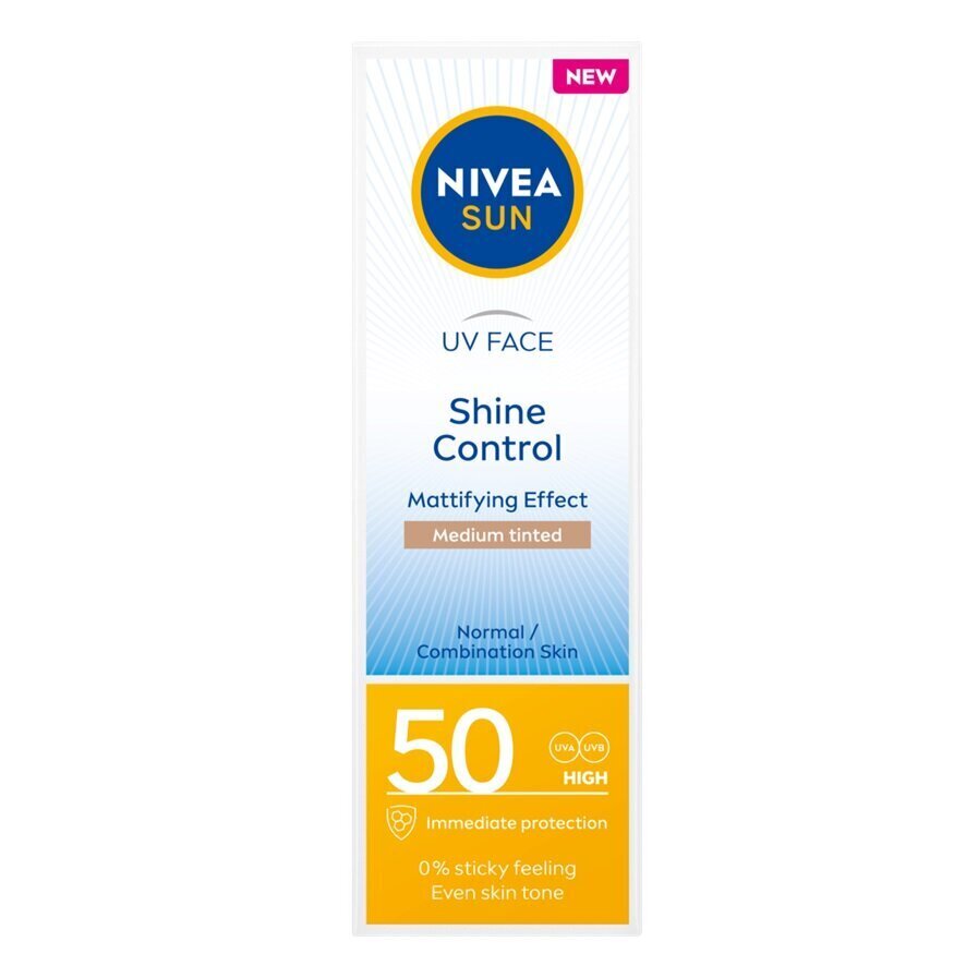 Nivea Sun UV Näokreem SPF50 Medium tinted, 50 ml цена и информация | Päikesekaitse ja päevitusjärgsed kreemid | hansapost.ee