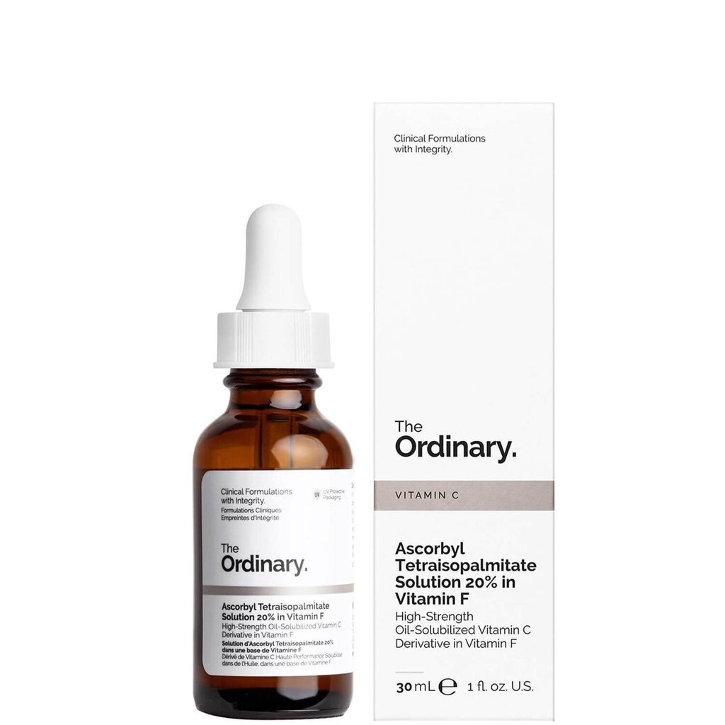 Pigmendilaikude vastane seerum The Ordinary Ascorbyl Tetraisopalmitate Solution 20% in Vitamin F, 30 ml цена и информация | Näoõlid, ampullid ja seerumid | hansapost.ee