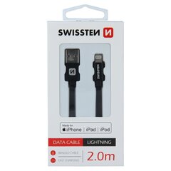 Swissten (MFI) Textile Fast Charge 3A Lightning (MD818ZM/A) Data and Charging Cable 2.0m Black hind ja info | Mobiiltelefonide kaablid | hansapost.ee