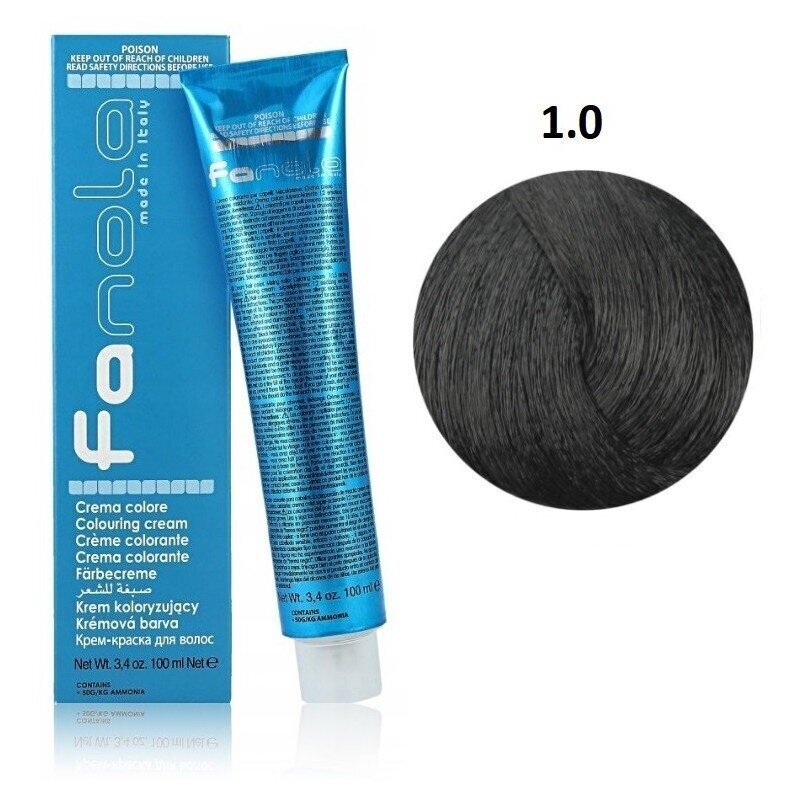 Professionaalne juuksevärv Fanola Color Cream, 1.0 Black, 100 ml цена и информация | Juuksevärvid | hansapost.ee