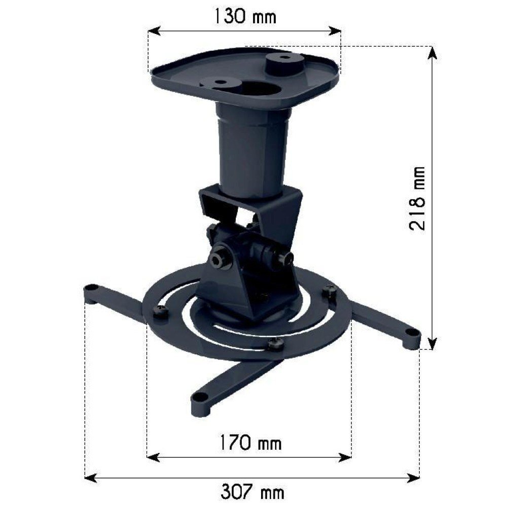 Projektori kinnitus Techly 22cm 10kg must reguleeritav цена и информация | Projektorid | hansapost.ee