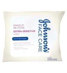 Влажные салфетки для снятия макияжа Johnson's Face Care Extra Sensitive 25 шт цена и информация | Аппараты для ухода за лицом | hansapost.ee