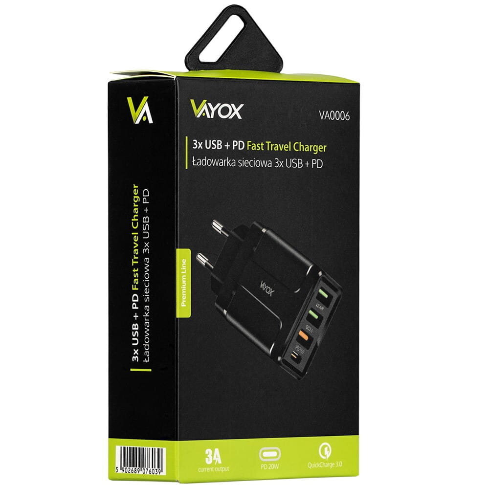 USB Quick Charge 3.0 + PD 32W premium line võrgulaadija VA0006 Vayox hind ja info | Laadijad mobiiltelefonidele | hansapost.ee