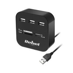 USB 2.0 3-portiline rummu koos mälukaardilugejaga hind ja info | USB adapterid ja jagajad | hansapost.ee