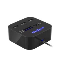 USB 2.0 3-portiline rummu koos mälukaardilugejaga hind ja info | USB adapterid ja jagajad | hansapost.ee