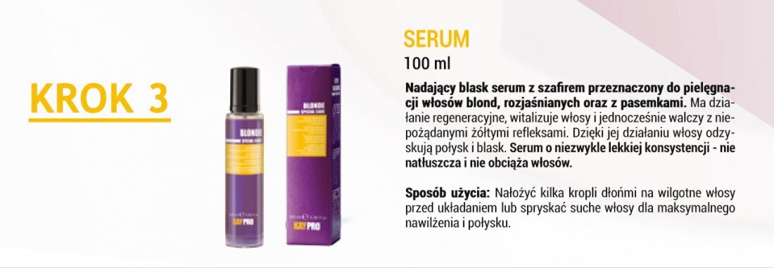 Seerum heledatele ja värvitud juustele KayPro Brightening Blonde, 350 ml hind ja info | Juuksemaskid, õlid ja seerumid | hansapost.ee