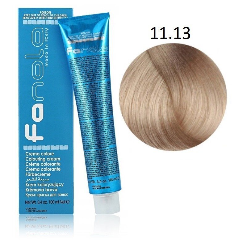 Professionaalne juuksevärv Fanola Color Cream, 11.13 Superlight Platinum Blonde Beige, 100 ml hind ja info | Juuksevärvid | hansapost.ee