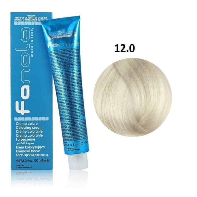 Professionaalne juuksevärv Fanola Color Cream, 12.0 Superlight Blonde Platinum Extra, 100 ml цена и информация | Juuksevärvid | hansapost.ee