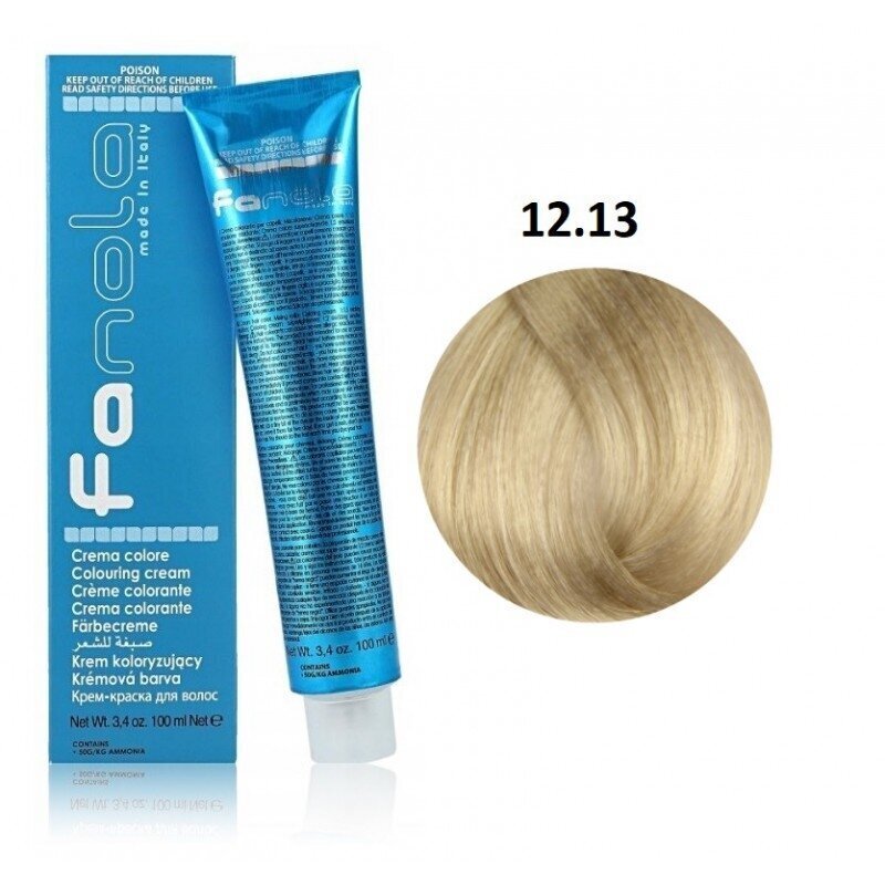 Professionaalne juuksevärv Fanola Color Cream, 12.13 Superlight Blonde Platinum Beige Extra, 100 ml цена и информация | Juuksevärvid | hansapost.ee