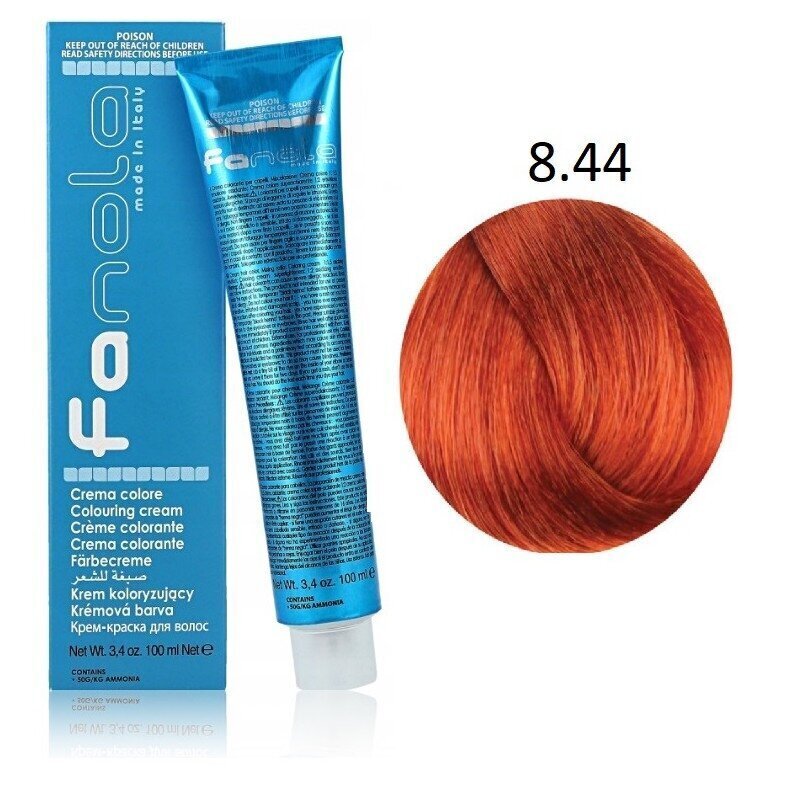 Professionaalne juuksevärv Fanola Color Cream 8.44 Light intensive Copper Blonde, 100 ml цена и информация | Juuksevärvid | hansapost.ee