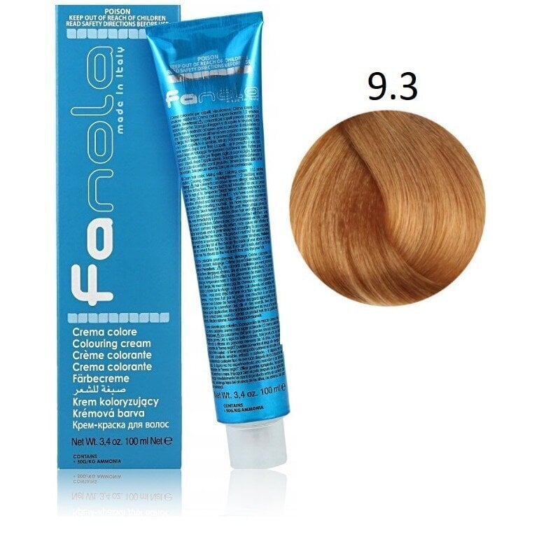 Professionaalne juuksevärv Fanola Color Cream, 9.3 Very Light Golden Blonde, 100 ml цена и информация | Juuksevärvid | hansapost.ee