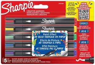 Набор креативных акриловых маркеров Sharpie, разные цвета, 5 шт. цена и информация | Письменные принадлежности | hansapost.ee