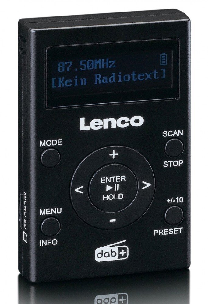 Lenco PDR-011BK - kaasaskantav, taskuformaadis DAB+ / FM raadio ja MP4-mängija hind ja info | Raadiod ja äratuskellad | hansapost.ee