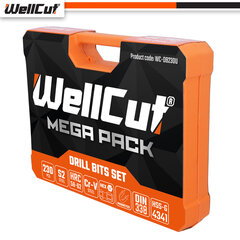 Комплект сверл и наконечников 230 шт. UK BRAND, WellCut® WC-DB230U цена и информация | Ручной инструмент, 18 В 125 мм бесщеточная угловая шлифовальная машина для Makita Cordless, замена литий-ионного аккумулятора | hansapost.ee