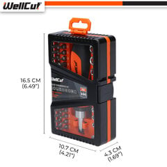 Kruvikeeraja, otsikute ja peade komplekt 44 tk. UK BRAND, WellCut® WC-RSD44 hind ja info | WellCut Remondikaubad, sanitaartehnika ja kütteseadmed | hansapost.ee