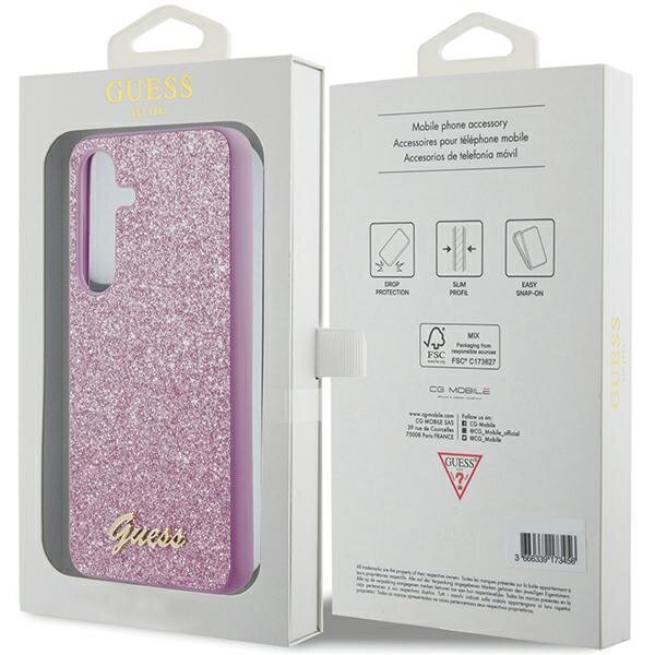 Guess GGUHCS24MHGGSHU S24+ S926 fioletowy|purple hardcase Glitter Script цена и информация | Telefonide kaitsekaaned ja -ümbrised | hansapost.ee