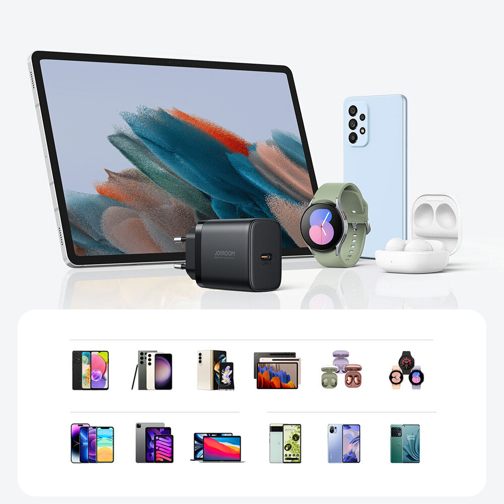 Kiirlaadija Joyroom JR-TCF11 kuni 25W + kaabel USB-C / USB-C 1m - must hind ja info | Laadijad mobiiltelefonidele | hansapost.ee