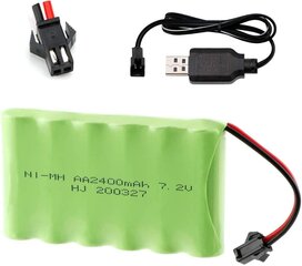 Аккумуляторная батарея с sm-2P 2Pin Plug и USB зарядный кабель для RC грузовых автомобилей, 1 шт. 7.2V 2400mAh Ni-MH AA  цена и информация | Смарттехника и аксессуары | hansapost.ee