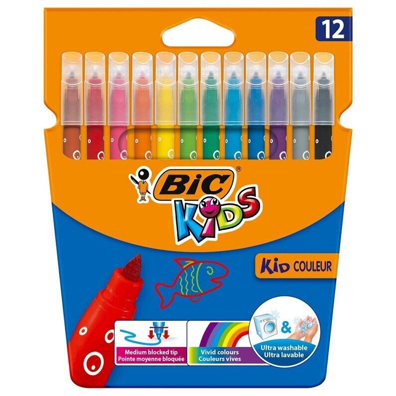 Viltpliiatsid Bic Kids Couleur, 12 värvi цена и информация | Kunstitarbed, voolimise tarvikud | hansapost.ee