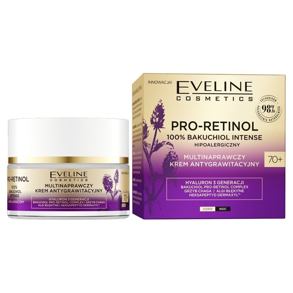 Näokreem küpsele nahale Eveline Pro-Retinol 100% Bakuchiol Multi-Repair Anti-Gravity Cream 70+, 50 ml цена и информация | Näokreemid | hansapost.ee