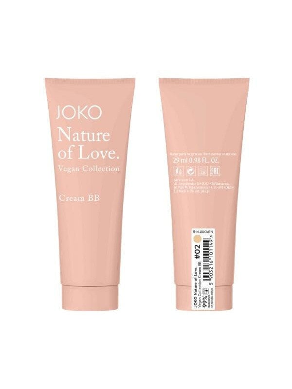 Jumestuskreem Joko Nature Of Love Vegan Collection BB Cream, No 02, 29 ml hind ja info | Jumestuskreemid ja puudrid | hansapost.ee