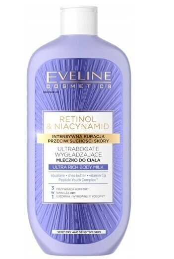 Toitev kehakreem kuivale ja tundlikule nahale Eveline Retinol & Niacynamid Ultra Rich Body Milk, 350 ml hind ja info | Kehakreemid, kehaõlid ja losjoonid | hansapost.ee