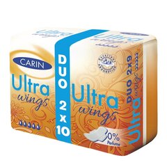 Hügieenisidemed Carin Ultra Wings, 2 x 10 tk hind ja info | Tampoonid, hügieenisidemed ja menstruaalanumad | hansapost.ee