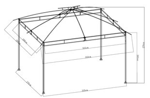 Aiapaviljon Masterjero Safari 2, 3,65 x 3 x 2,7 m hind ja info | Varikatused ja aiatelgid | hansapost.ee