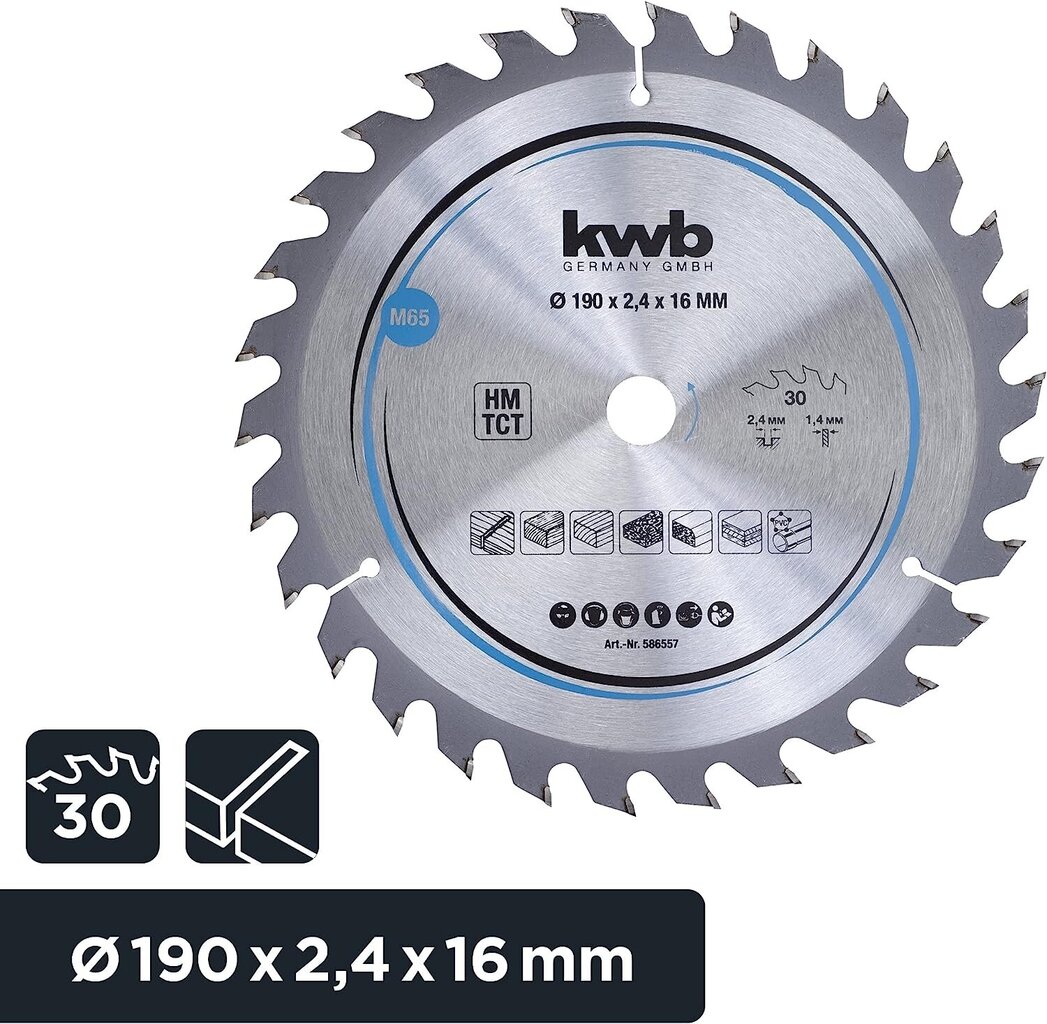 KWB Circuit Sowlala 190 x 16 mm mm, kiire lõigatud, sae tera, mis sobib pehmete ja lehtpuude, puusepaplaatide ja puitplaadi jaoks hind ja info | Aiatööriistade varuosad | hansapost.ee