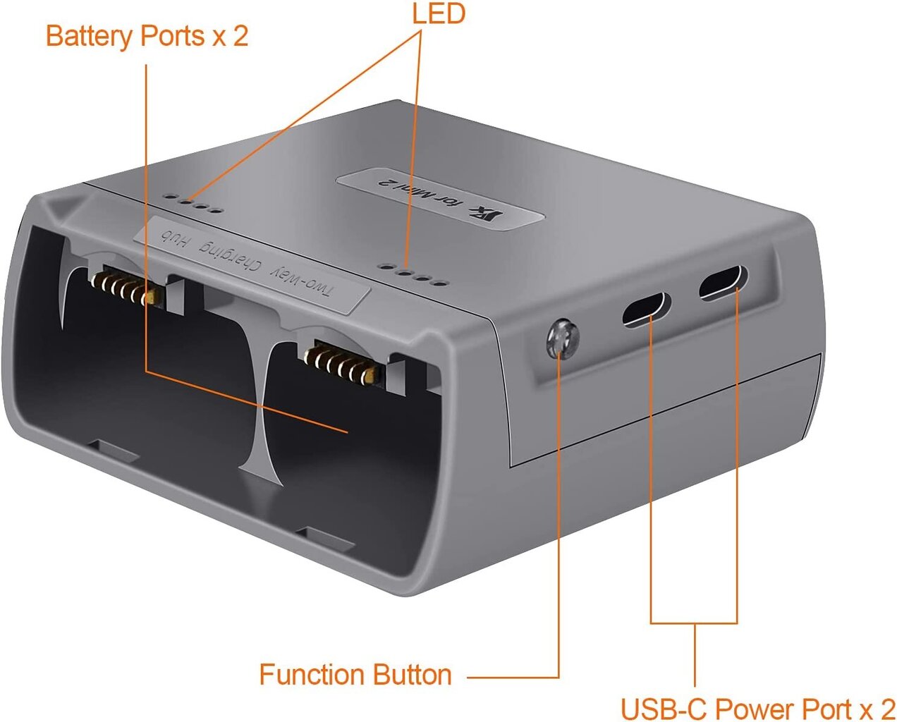 DJI Mini 2/Mini SE droonidega ühilduv akulaadija, kahesuunaline laadimiskeskus Droonide akud USB-laadija tarvikud (hall) цена и информация | Nutiseadmed ja lisatarvikud | hansapost.ee