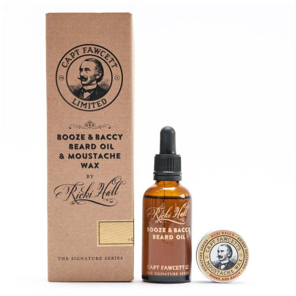 Komplekt Captain Fawcett Booze & Baccy: habemeõli, 50 ml + vuntsivaha, 15 ml hind ja info | Raseerimisvahendid | hansapost.ee