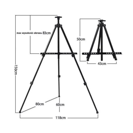 Metallist Molbert, 50-150cm цена и информация | Kunstitarbed, voolimise tarvikud | hansapost.ee