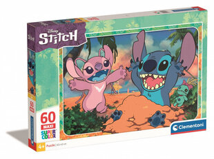 Puzzle maxi SuperKolor Disney Stitch Clementoni, 60 osa hind ja info | Pusled lastele ja täiskasvanutele | hansapost.ee