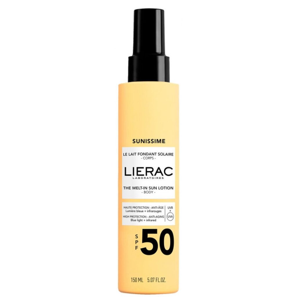 Päikesekaitsepiim Lierac Sunissime Sun Milk SPF 50+, 150 ml hind ja info | Päikesekaitse ja päevitusjärgsed kreemid | hansapost.ee