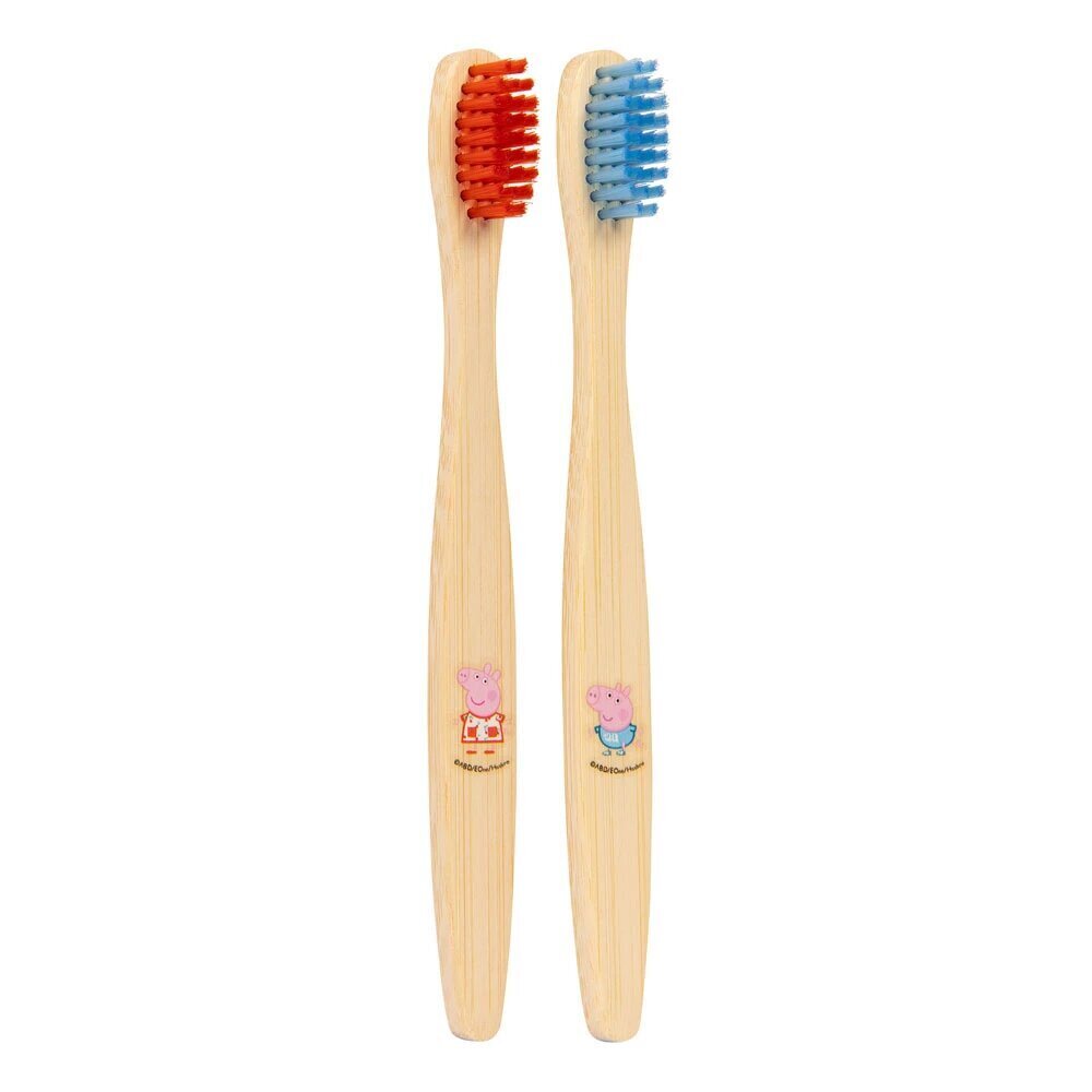 Laste hambahari Peppa Pig Bamboo Toothbrush Kids Flat, 2 tk hind ja info | Hambaharjad, hampapastad ja suuloputusvedelikud | hansapost.ee