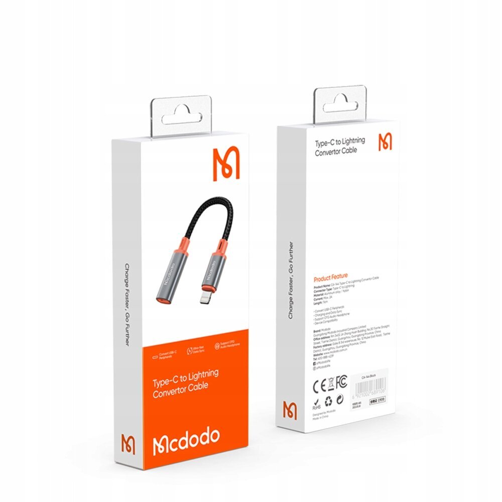 Mcdodo telefoniadapter, Lightning, USB-C, hõbedane hind ja info | Mobiiltelefonide kaablid | hansapost.ee