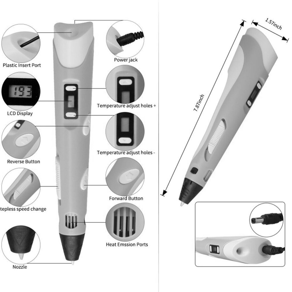 iLike Mega Set 3D printimise pliiats 8 tarvikuga + kõva ümbris 12V toiteadapter 220V Kollane цена и информация | Nutiseadmed ja lisatarvikud | hansapost.ee