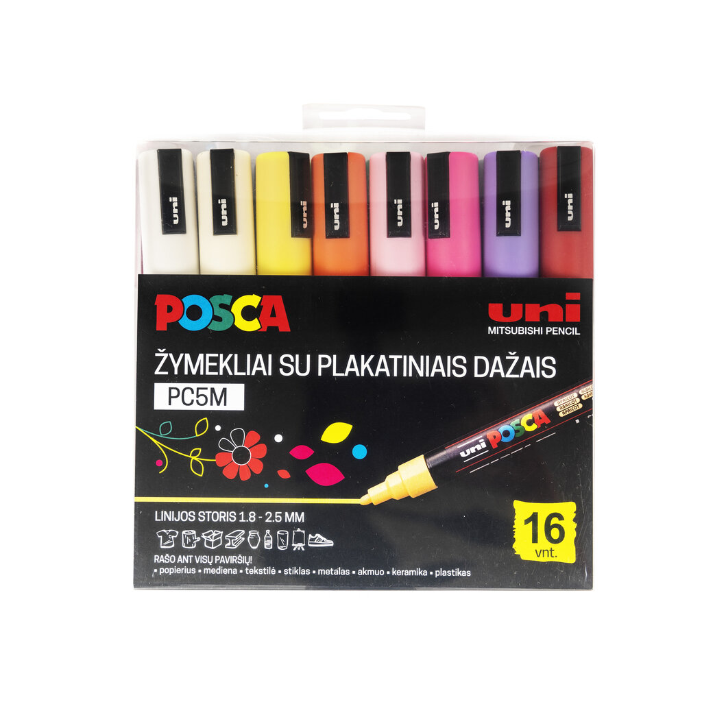 Markerid Uni Ball Posca PC-5M, 16 tk. цена и информация | Kunstitarbed, voolimise tarvikud | hansapost.ee