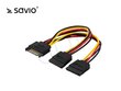 SAVIO toitekaabel SATA 15 pin (M) – 2x SATA 15 pin (F) AK-17 must, punane, valge, kollane цена и информация | Juhtmed ja kaablid | hansapost.ee