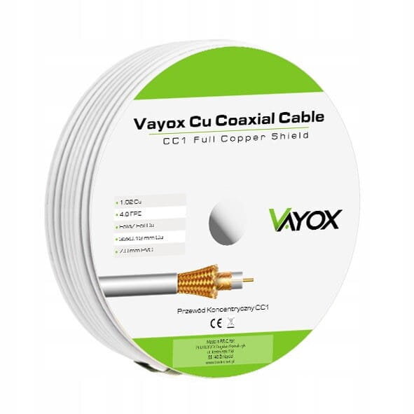 Koaksiaalkaabel 1.02 Cu + 32x0.12mm Cu CC1 Vayox 100m цена и информация | Televiisori antennid | hansapost.ee