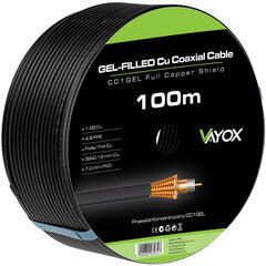 Коаксиальный кабель 1.02 Cu + 32x0.12mm Cu CC1-100GEL черный Vayox 100м цена и информация | Кабели и провода | hansapost.ee