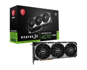 MSI GeForce RTX 4070 Ti Super Ventus 3X OC (RTX 4070 TI SUPER 16G VENTUS 3X OC) цена и информация | Видеокарты | hansapost.ee