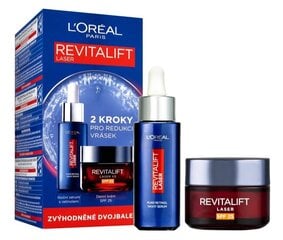 Näohoolduskomplekt L'oreal Paris Revitalift Laser naistele: ööseerum, 50 ml + päevakreem, 50 ml hind ja info | Näoõlid, ampullid ja seerumid | hansapost.ee